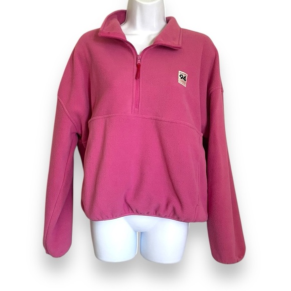 Performance Fleece Pink Quarter Zip Pullover Size Medium – Cozy Retro 90s Style - Picture 1 of 8